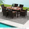 7Piece Outdoor Rattan Dining Set Includes WeatherResistant Cushions Acacia Table Stackable Chairs 0