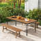 79 Inch 8Person Outdoor Dining Table With 19 Inch Umbrella Hole Rustic Acacia Wood Patio Table 1