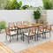 9-Piece Patio Dining Set with Acacia Wood Table & Wide Seat Chairs Outdoor Furniture for Garden, Deck, or Yard