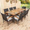79-Inch Outdoor Dining Set with Acacia Wood Table & 8 Rattan-Woven Chairs Weather-Resistant Patio Furniture