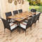 79" Outdoor Dining Set with Acacia Wood Table & 8 Rattan-Woven Chairs – Weather-Resistant Patio Furniture