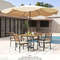 Modern Patio Outdoor Dining Table And Chairs Set With Cushions And Umbrella Hole Acacia Wood Table 1