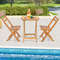 Folding Acacia Wood Patio Bistro Set With Slatted Tabletop Compact Outdoor Table And Chair Set For  2
