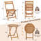 Folding Acacia Wood Patio Bistro Set With Slatted Tabletop Compact Outdoor Table And Chair Set For  6