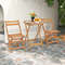 Folding Acacia Wood Patio Bistro Set With Slatted Tabletop Compact Outdoor Table And Chair Set For  3
