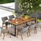 Large Acacia Wood Outdoor Patio Table With Umbrella Hole Farmhouse Style Garden Dining Table For Ba 1