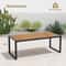 Large Acacia Wood Outdoor Patio Table With Umbrella Hole Farmhouse Style Garden Dining Table For Ba 6