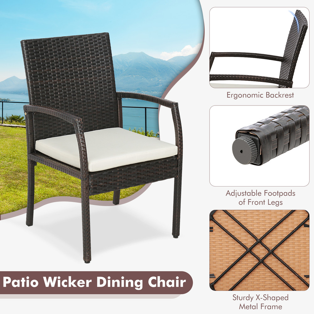Outdoor Patio Rattan Dining Set With Acacia Wood Table WeatherResistant Furniture For Backyard And  5