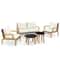 5Piece Rattan Furniture Set Wicker Woven Sofa Set With 2 Tempered Glass Coffee Tables For Outdoor R 4
