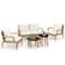5Piece Rattan Furniture Set Wicker Woven Sofa Set With 2 Tempered Glass Coffee Tables For Outdoor R 5