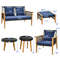 7 Piece Outdoor Conversation Set with Stable Acacia Wood Frame & Cozy Seat & Back Cushions