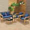 5-Piece Outdoor Conversation Set with 2 Coffee Tables, Acacia Wood Rattan Patio Furniture for Backyard, Poolside Garden