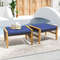Patio Acacia Wood Ottomans with Cushions – Versatile Rattan Woven Footstools for Indoor & Outdoor Use