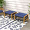 Patio Acacia Wood Ottomans with Cushions – Versatile Rattan Woven Footstools for Indoor & Outdoor Use