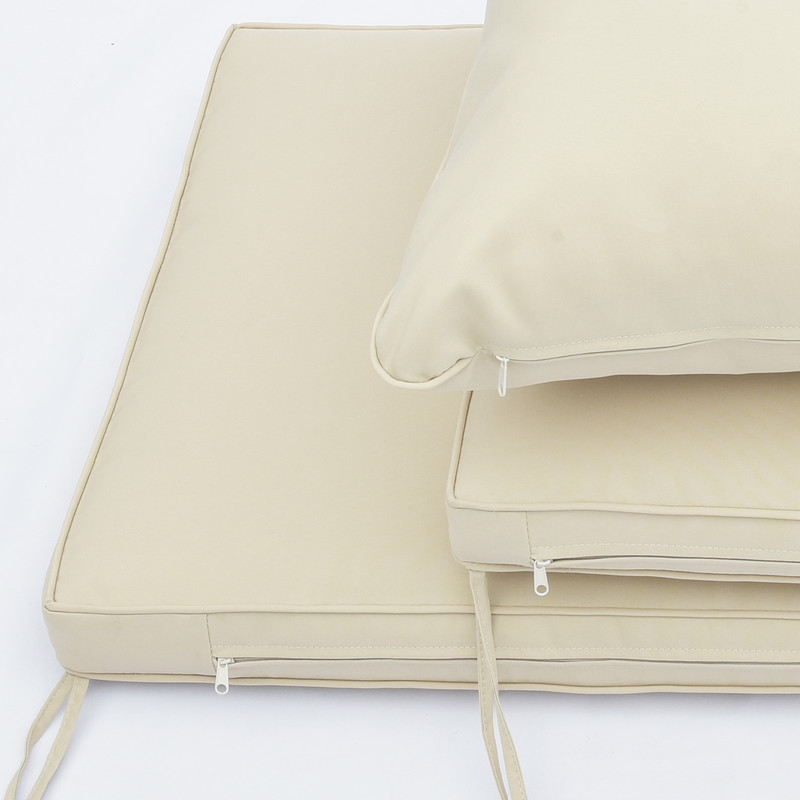 4-Piece Hand-Woven Rustproof Metal Frame Outdoor Wicker Conversation Bistro Set with Cushions & Glass Table