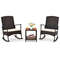 3-Piece Patio Rocking Set – Wicker Rocking Chairs with 2-Tier Coffee Table for Outdoor Relaxation