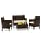 Outdoor Patio Rattan Conversation Set With Cushions Comfortable Wicker Loveseat Chairs Coffee Tabl 4