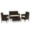 Outdoor Patio Rattan Conversation Set With Cushions Comfortable Wicker Loveseat Chairs Coffee Tabl 0