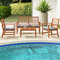 Outdoor Furniture Set With Acacia Wood Frame Sturdy Patio Seating Set With Loveseat Chairs Coffee T 1