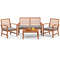 Outdoor Furniture Set With Acacia Wood Frame Sturdy Patio Seating Set With Loveseat Chairs Coffee T 7