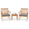 Acacia Patio Wood Furniture Set With Soft Cushions For Porch Outdoor Wooden Chairs And Coffee Table 7