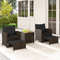 5-Piece Patio Rattan Furniture Set with 2 Ottomans & Tempered Glass Coffee Table – Outdoor Wicker Conversation Set