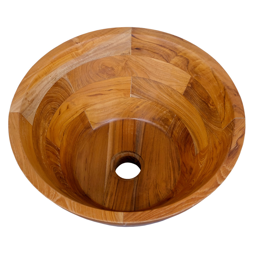 16 Inch Teak Wood Washbasin with Drainage Hole – Smooth Finish, Durable & Water-Resistant