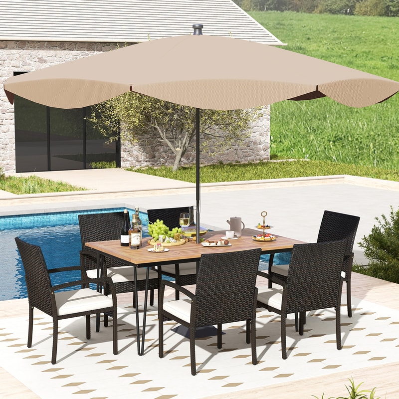 7-Piece Patio Dining Set with Acacia Wood Table – Outdoor Furniture for Porch, Backyard, Garden & Poolside
