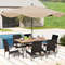 7-Piece Patio Dining Set with Rattan Armchairs, Soft Cushions & 2 Umbrella Hole – Outdoor Furniture for Backyard, Garde