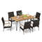 7-Piece Patio Dining Set with Rattan Armchairs, Soft Cushions & 2 Umbrella Hole – Outdoor Furniture for Backyard, Garde