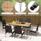 7-Piece Patio Dining Set with Rattan Armchairs, Soft Cushions & 2 Umbrella Hole – Outdoor Furniture for Backyard, Garde