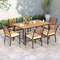 Rectangular Outdoor Dining Table with Acacia Wood Tabletop & Umbrella Hole – Weather-Resistant Patio Table
