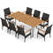 9-Piece Outdoor Patio Dining Set with Acacia Wood Square Table & Umbrella Hole – 8 PE Rattan Chairs