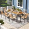 9-Piece Patio Dining Outdoor Furniture Set with 8 Chairs & Umbrella Hole – Acacia Wood & Metal Frame