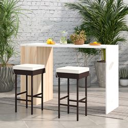 patio rattan barstools set of 2/4 with footrest & soft cushions – outdoor wicker bar height chairs for backyard, balcony