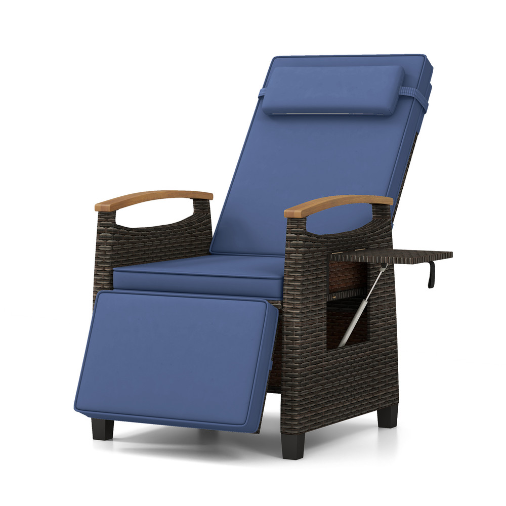 Patio Wicker Recliner Chair with Adjustable Backrest & Footrest – Premium PE Rattan Lounge Chair