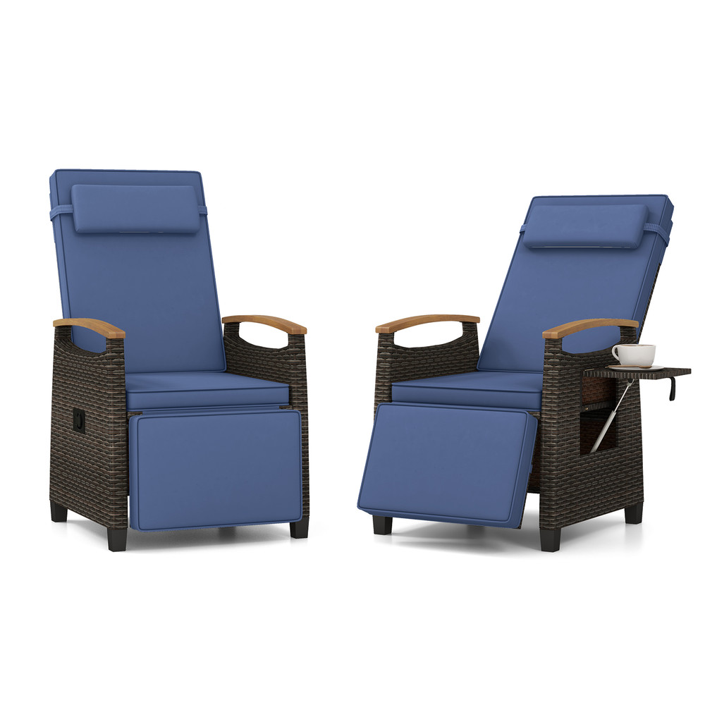 Patio Wicker Recliner Chair with Adjustable Backrest & Footrest – Premium PE Rattan Lounge Chair