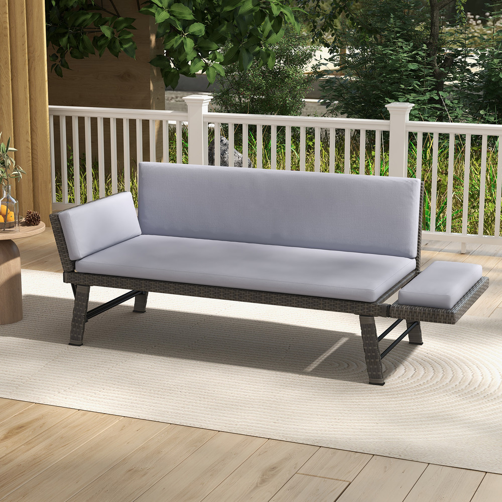 Outdoor Convertible Sofa Daybed With Adjustable Armrests Perfect For Balcony Patio  Porch 6