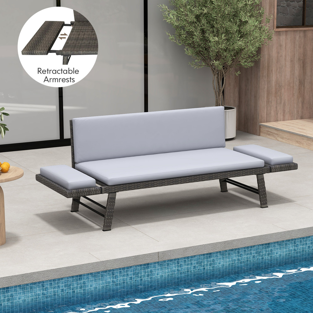 Outdoor Convertible Sofa Daybed With Adjustable Armrests Perfect For Balcony Patio  Porch 7