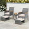 Outdoor 5Piece Rattan Furniture Set Armchairs Ottomans Glass Side Table 0