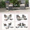 Outdoor 5Piece Rattan Furniture Set Armchairs Ottomans Glass Side Table 5