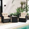 3Piece Patio Furniture Set With Tempered Glass Coffee Table Outdoor Wicker Sofa  Chairs 0