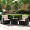 3Piece Patio Furniture Set With Tempered Glass Coffee Table Outdoor Wicker Sofa  Chairs 1