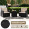 3Piece Patio Furniture Set With Tempered Glass Coffee Table Outdoor Wicker Sofa  Chairs 2