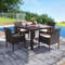 Outdoor Patio Dining Chairs Set Acacia Wood Armrest  HeavyDuty Metal Frame For Lasting Comfort 0