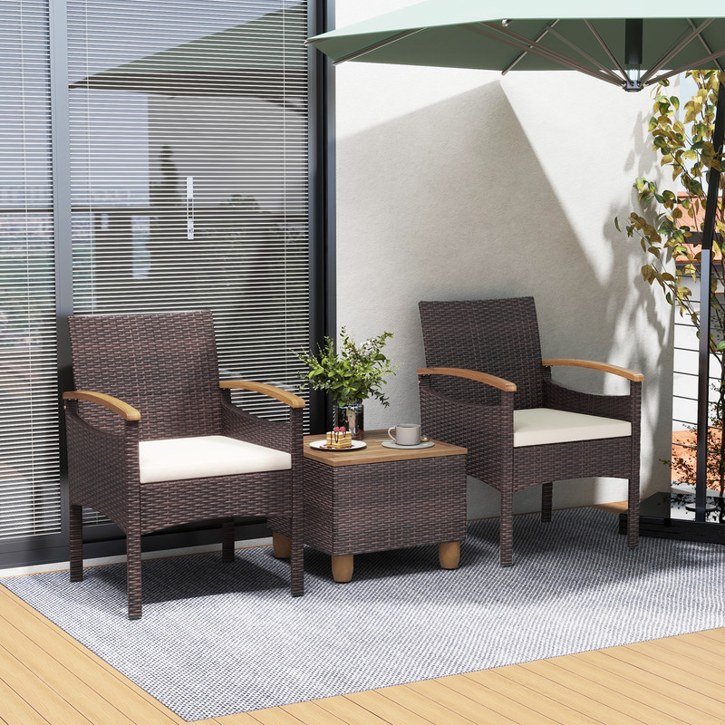 Outdoor Patio Dining Chairs Set Acacia Wood Armrest  HeavyDuty Metal Frame For Lasting Comfort 1