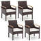 Outdoor Patio Dining Chairs Set Acacia Wood Armrest  HeavyDuty Metal Frame For Lasting Comfort 7