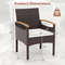 Outdoor Patio Dining Chairs Set Acacia Wood Armrest  HeavyDuty Metal Frame For Lasting Comfort 5
