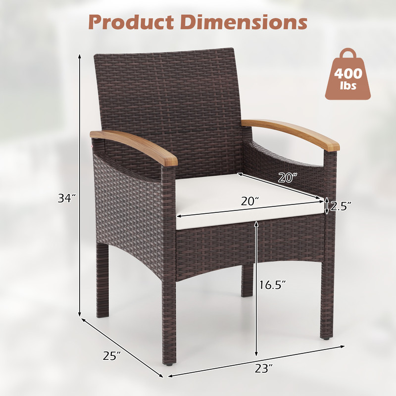 Outdoor Patio Dining Chairs Set Acacia Wood Armrest  HeavyDuty Metal Frame For Lasting Comfort 5