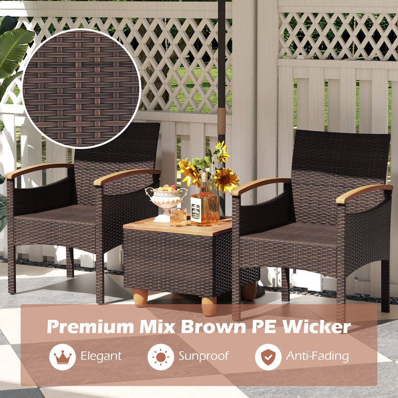Outdoor Patio Dining Chairs Set Acacia Wood Armrest  HeavyDuty Metal Frame For Lasting Comfort 2